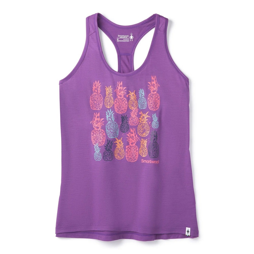 Smartwool Merino Sport 150 Bunch of Pineapples Tank Top Graphic Purple - Large